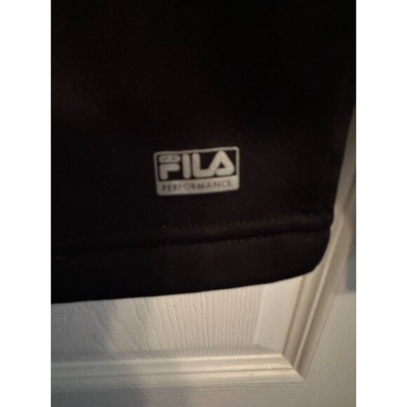 Mens FILA 1/4 Zip Black Lime Green & Reflective Accents Long Sleeve Blend SZ M - Picture 4 of 11